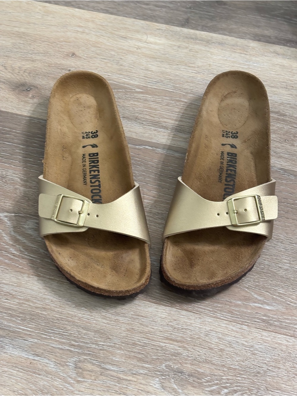 Birkenstock Metallic Gold Single-Strap Slide Sandals